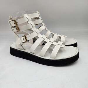 J. CREW Mallorca Women 6.5M White Leather Strappy Gladiator Sandals